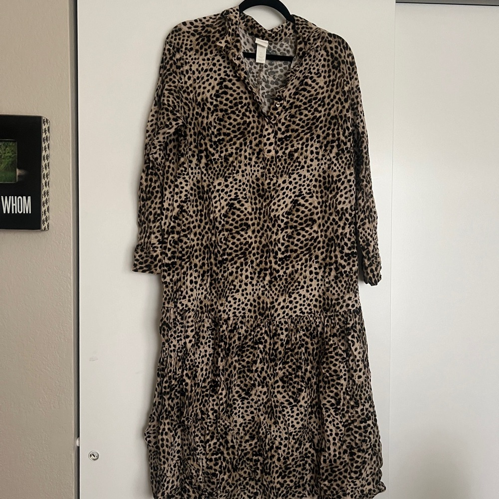 H&M Leopard Print Midi Dress